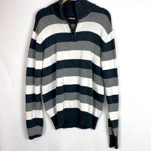 Gray and white men’s Sweater 1/4 Zipper Size large